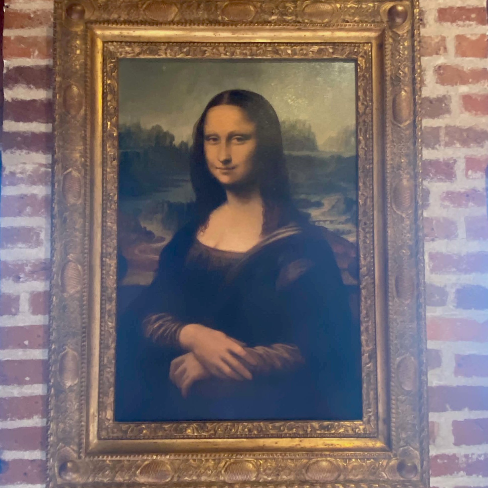 Reproduction de la Joconde exposée au Clos Lucé, résidence de Léonard de Vinci à Amboise